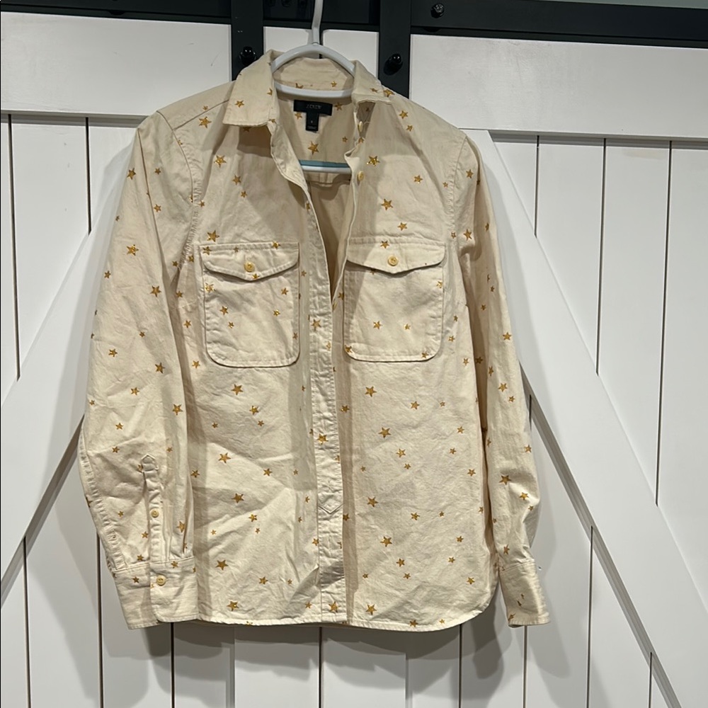 JCrew women’s Cream Star-Patterned Shirt